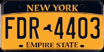 NY license plate FDR4403