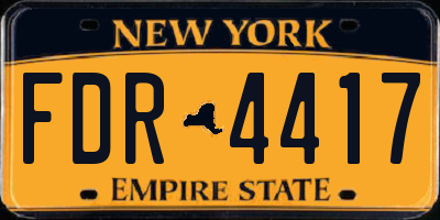 NY license plate FDR4417