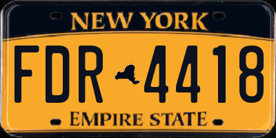 NY license plate FDR4418