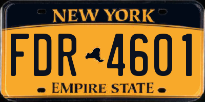 NY license plate FDR4601