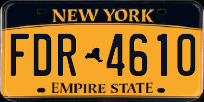 NY license plate FDR4610