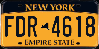 NY license plate FDR4618