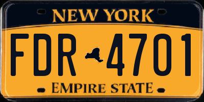 NY license plate FDR4701