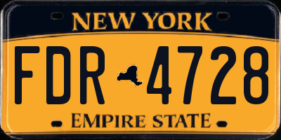 NY license plate FDR4728
