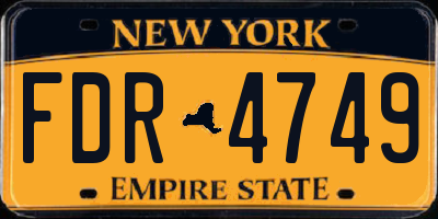 NY license plate FDR4749