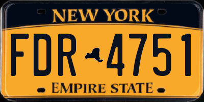 NY license plate FDR4751
