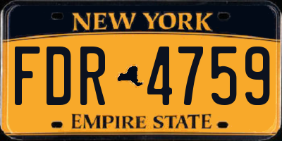 NY license plate FDR4759