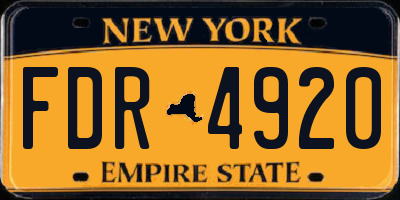 NY license plate FDR4920