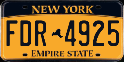 NY license plate FDR4925