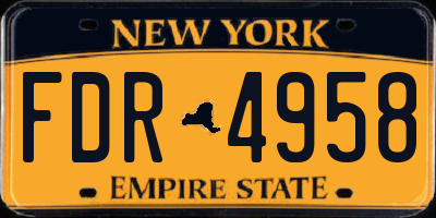 NY license plate FDR4958