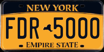 NY license plate FDR5000