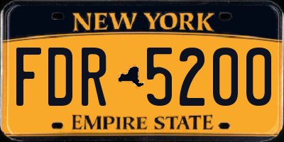 NY license plate FDR5200