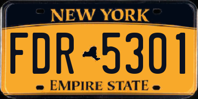 NY license plate FDR5301