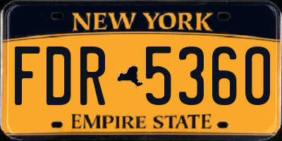 NY license plate FDR5360