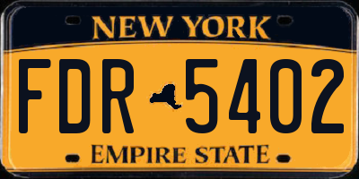 NY license plate FDR5402