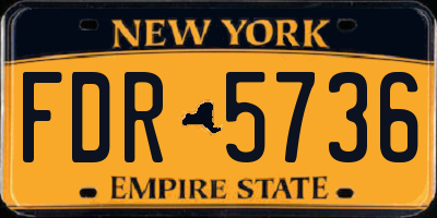 NY license plate FDR5736