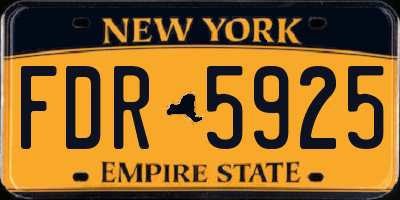 NY license plate FDR5925