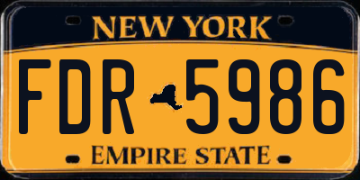 NY license plate FDR5986