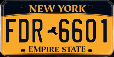 NY license plate FDR6601
