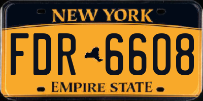 NY license plate FDR6608