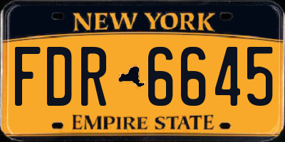 NY license plate FDR6645