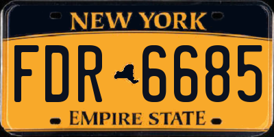 NY license plate FDR6685