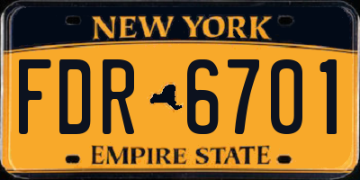 NY license plate FDR6701