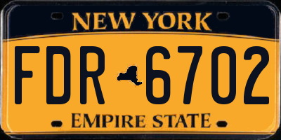 NY license plate FDR6702
