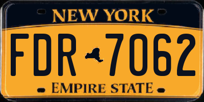 NY license plate FDR7062