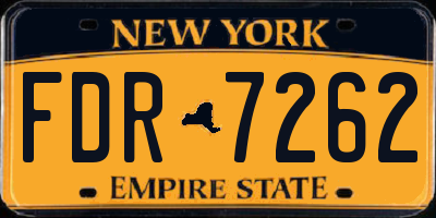 NY license plate FDR7262