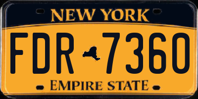 NY license plate FDR7360