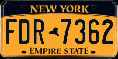 NY license plate FDR7362