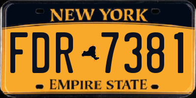 NY license plate FDR7381