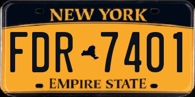 NY license plate FDR7401