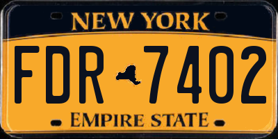 NY license plate FDR7402