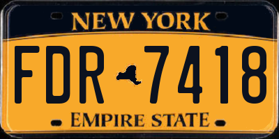 NY license plate FDR7418
