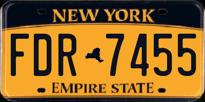 NY license plate FDR7455