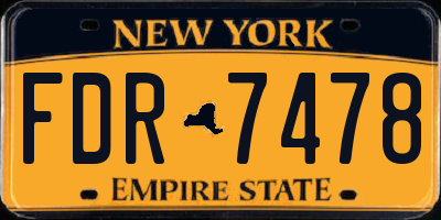 NY license plate FDR7478