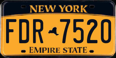 NY license plate FDR7520
