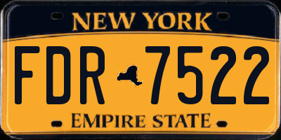 NY license plate FDR7522