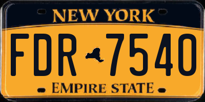 NY license plate FDR7540
