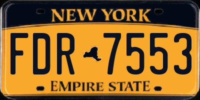 NY license plate FDR7553