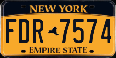 NY license plate FDR7574