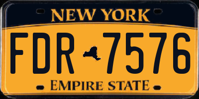 NY license plate FDR7576