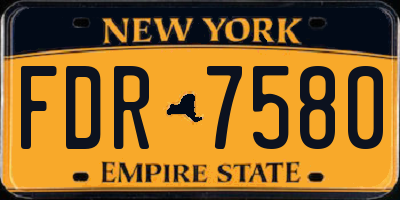 NY license plate FDR7580