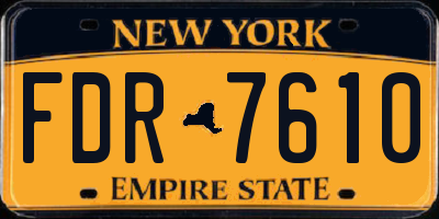 NY license plate FDR7610