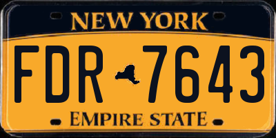 NY license plate FDR7643