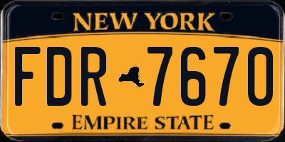NY license plate FDR7670