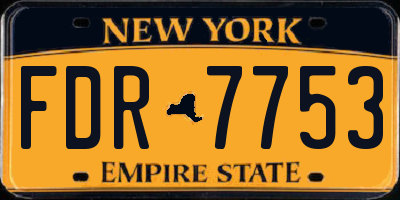 NY license plate FDR7753