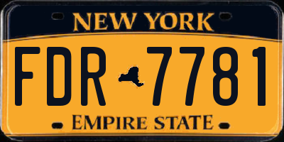 NY license plate FDR7781